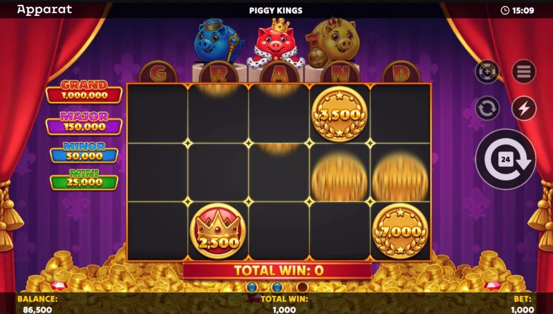 Piggy Kings - Buy Feature Bildschirm und Kaufoptionen